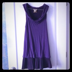 MED FREE PEOPLE PURPLE COWL NECK DRESS